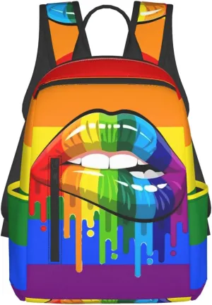 LGBT Gay Rainbow Lesbian Pride Lips Travel Laptop Backpack Casual Backpacks Double Shoulder Daypack Notebook Rucksack Work Bags Sports Bag for Hiking Camping Beach