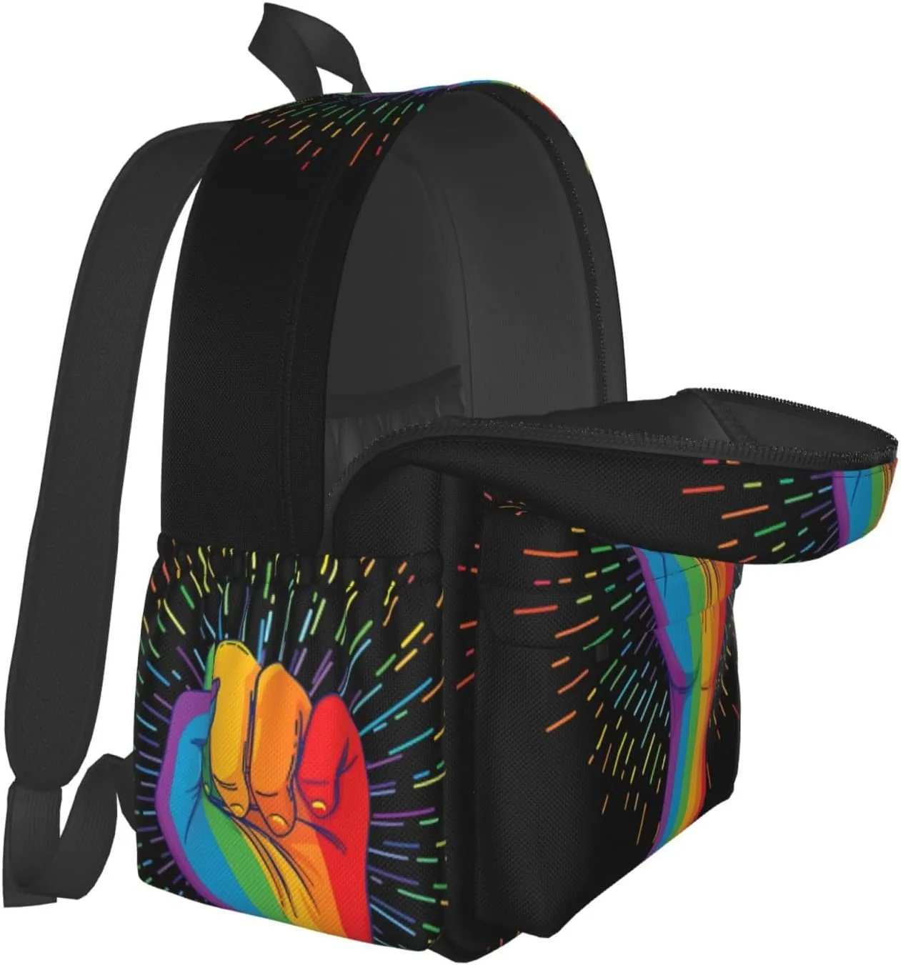 Lgbt Pride Rainbow Gay Allyship Hand Rainbow Laptop Backpack Shoulder Bag Laptop Pack Travel Backpacks Commuter Back Pack Casual Daypack Bags With Side Pockets