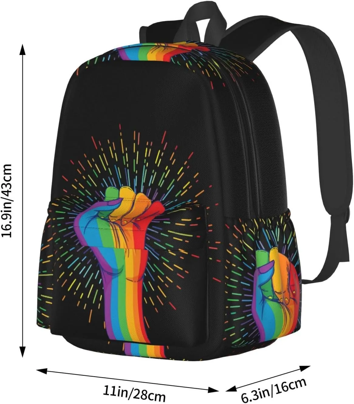 Lgbt Pride Rainbow Gay Allyship Hand Rainbow Laptop Backpack Shoulder Bag Laptop Pack Travel Backpacks Commuter Back Pack Casual Daypack Bags With Side Pockets
