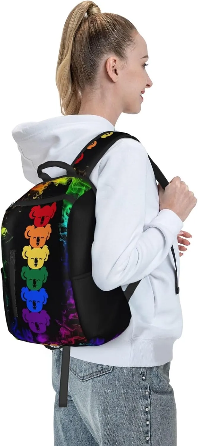 LGBT Rainbow Gay Pride Flag Koalas Travel Laptop Backpack Casual Backpacks Double Shoulder Daypack Notebook Rucksack Work Bags Sports Bag for Hiking Camping Beach