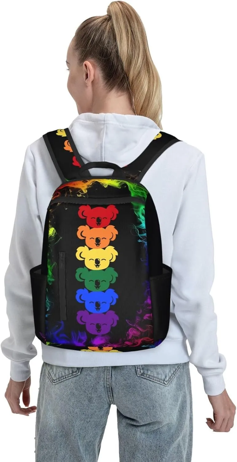 LGBT Rainbow Gay Pride Flag Koalas Travel Laptop Backpack Casual Backpacks Double Shoulder Daypack Notebook Rucksack Work Bags Sports Bag for Hiking Camping Beach