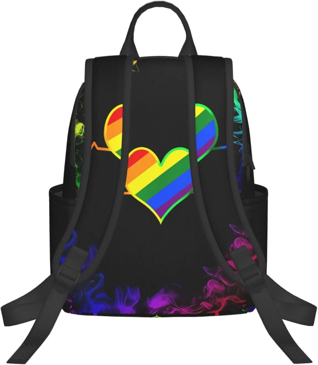 LGBT Rainbow Gay Pride Heart Beat Pulse Travel Laptop Backpack Casual Backpacks Double Shoulder Daypack Notebook Rucksack Work Bags Sports Bag for Hiking Camping Beach