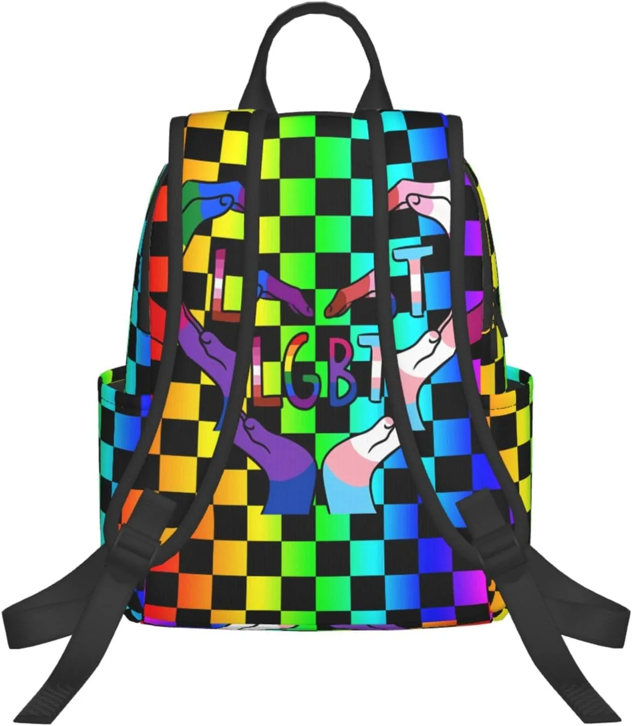 LGBT Rainbow Gay Pride Heart Gesture Travel Laptop Backpack Casual Backpacks Double Shoulder Daypack Notebook Rucksack Work Bags Sports Bag for Hiking Camping Beach