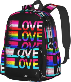 LGBT Rainbow Gay Pride Love Flag 17 Inch Casual Backpack Laptop Backpacks Travel Back Pack Large Camping Rucksack Hiking Daypack Lightweight Double Shoulder Bag