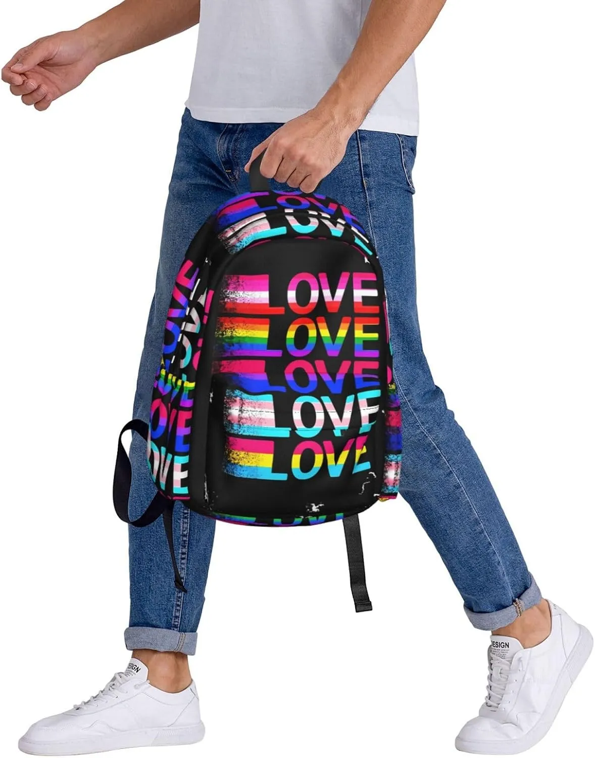 LGBT Rainbow Gay Pride Love Flag 17 Inch Casual Backpack Laptop Backpacks Travel Back Pack Large Camping Rucksack Hiking Daypack Lightweight Double Shoulder Bag