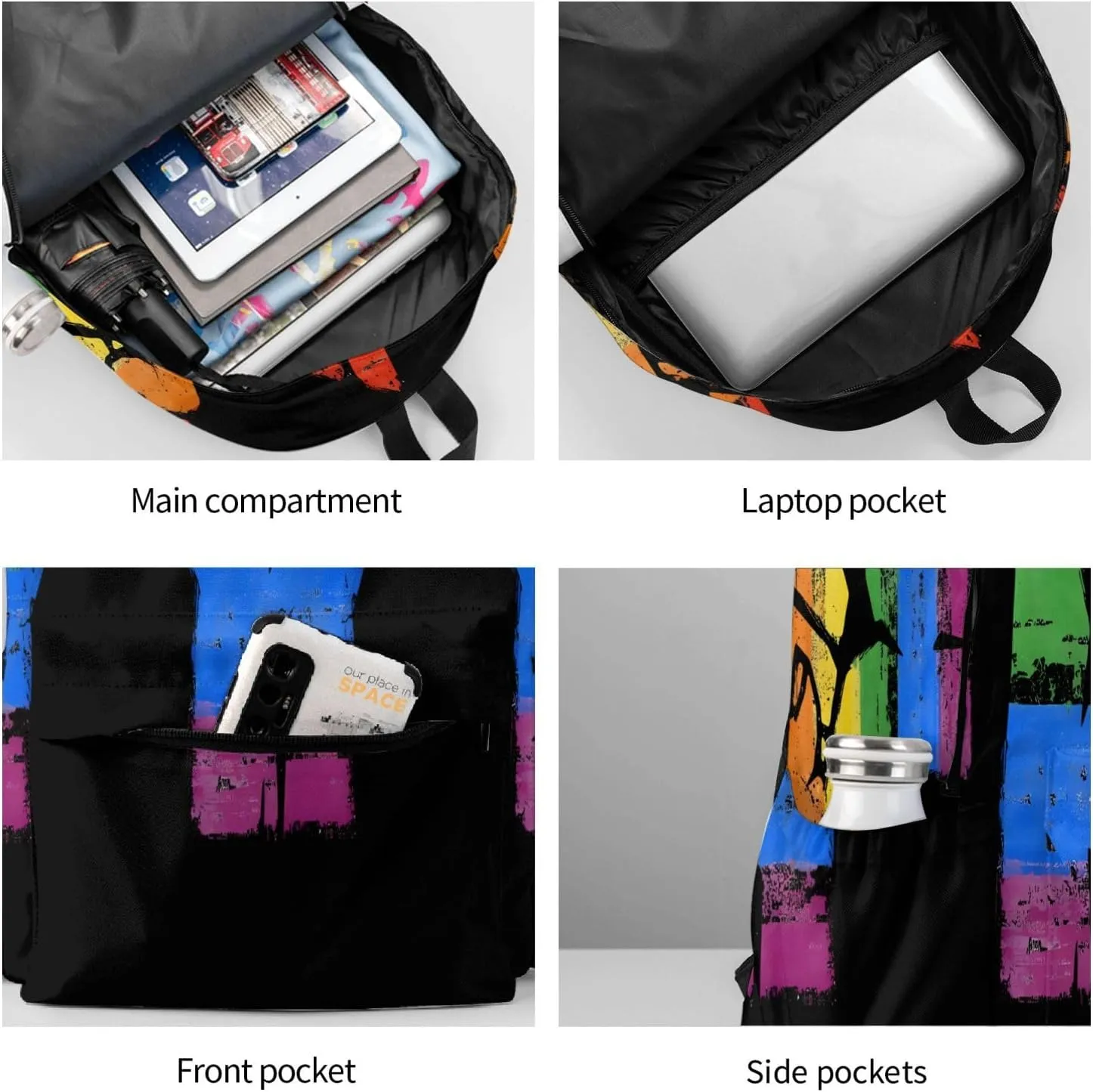 LGBT Rainbow Gay Pride Make A Fist Raise Your Hand 17 Inch Casual Backpack Laptop Backpacks Travel Back Pack Large Camping Rucksack Hiking Daypack Lightweight Double Shoulder Bag