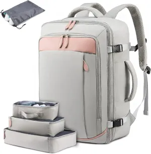LOVEVOOK Carry on Backpack, 40L Travel Backpack for Women Men Airline Approved, Expandable Large Suitcase Backpacks With 4 Packing Cubes, Aer Travel Pack 3, Water Resistant Weekender Bag