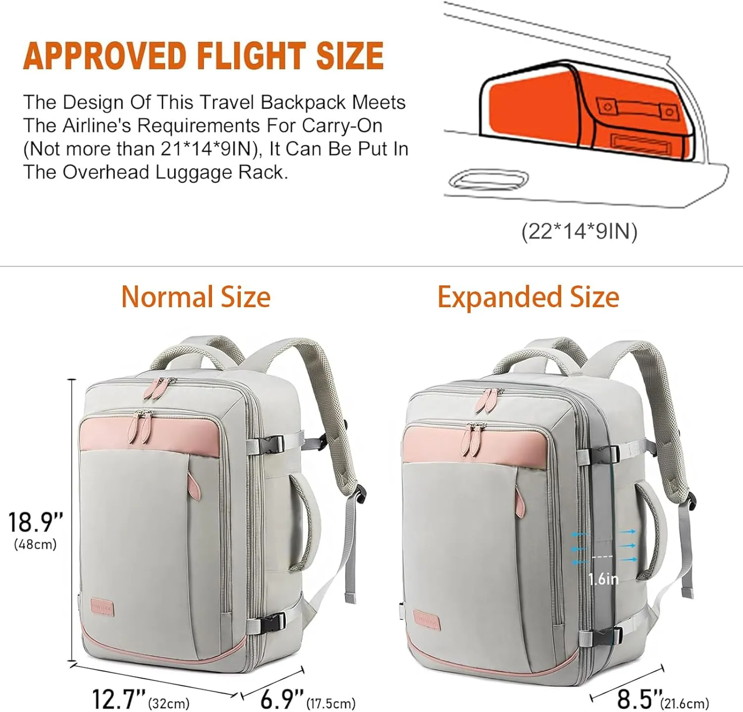 LOVEVOOK Carry on Backpack, 40L Travel Backpack for Women Men Airline Approved, Expandable Large Suitcase Backpacks With 4 Packing Cubes, Aer Travel Pack 3, Water Resistant Weekender Bag