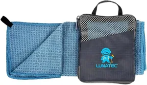 Lunatec Premium Waffle Weave Microfiber Travel Towel. Quick Drying Travel Essential Camping Towel.
