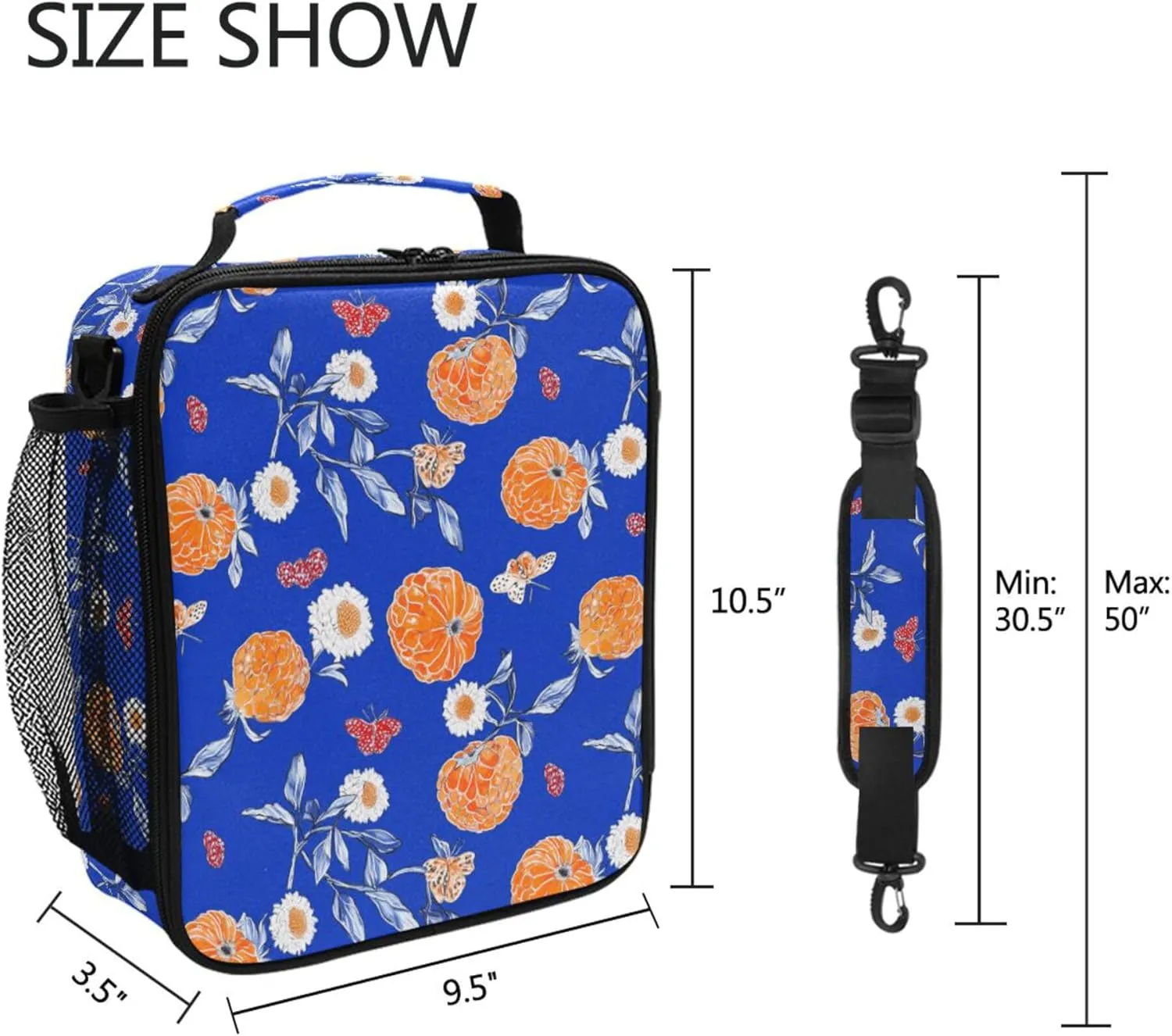 Lunch Cooler Bag Zip Pockets Lunch Box Kids with buckle for Kindergarten Fresh Salmonberry Fruit