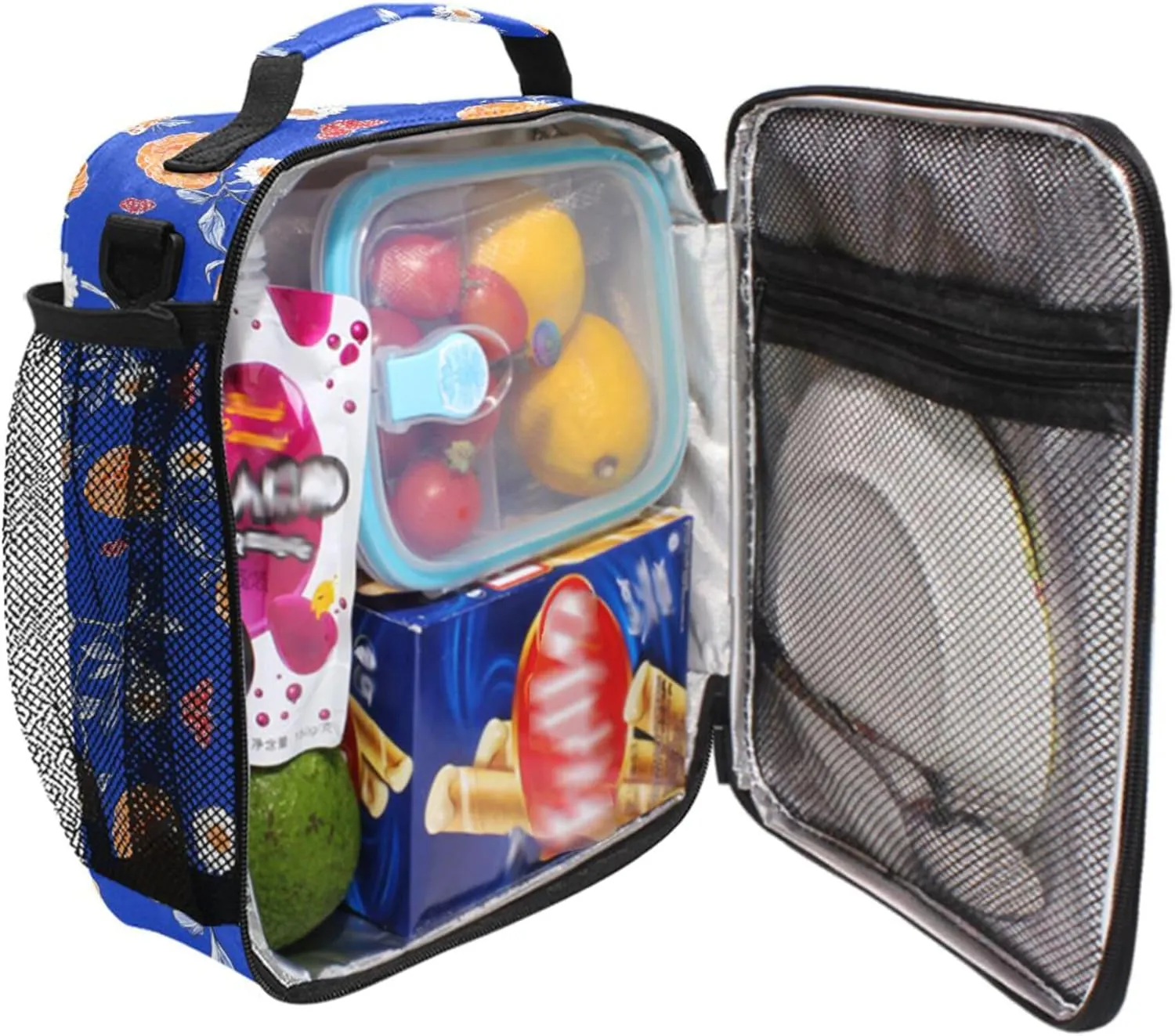 Lunch Cooler Bag Zip Pockets Lunch Box Kids with buckle for Kindergarten Fresh Salmonberry Fruit