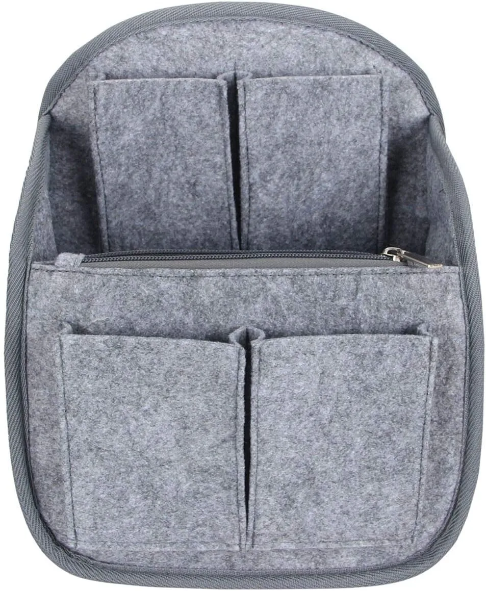 LUXJA Mini Backpack Organizer, Small Felt Organizer Insert for Backpack, Gray