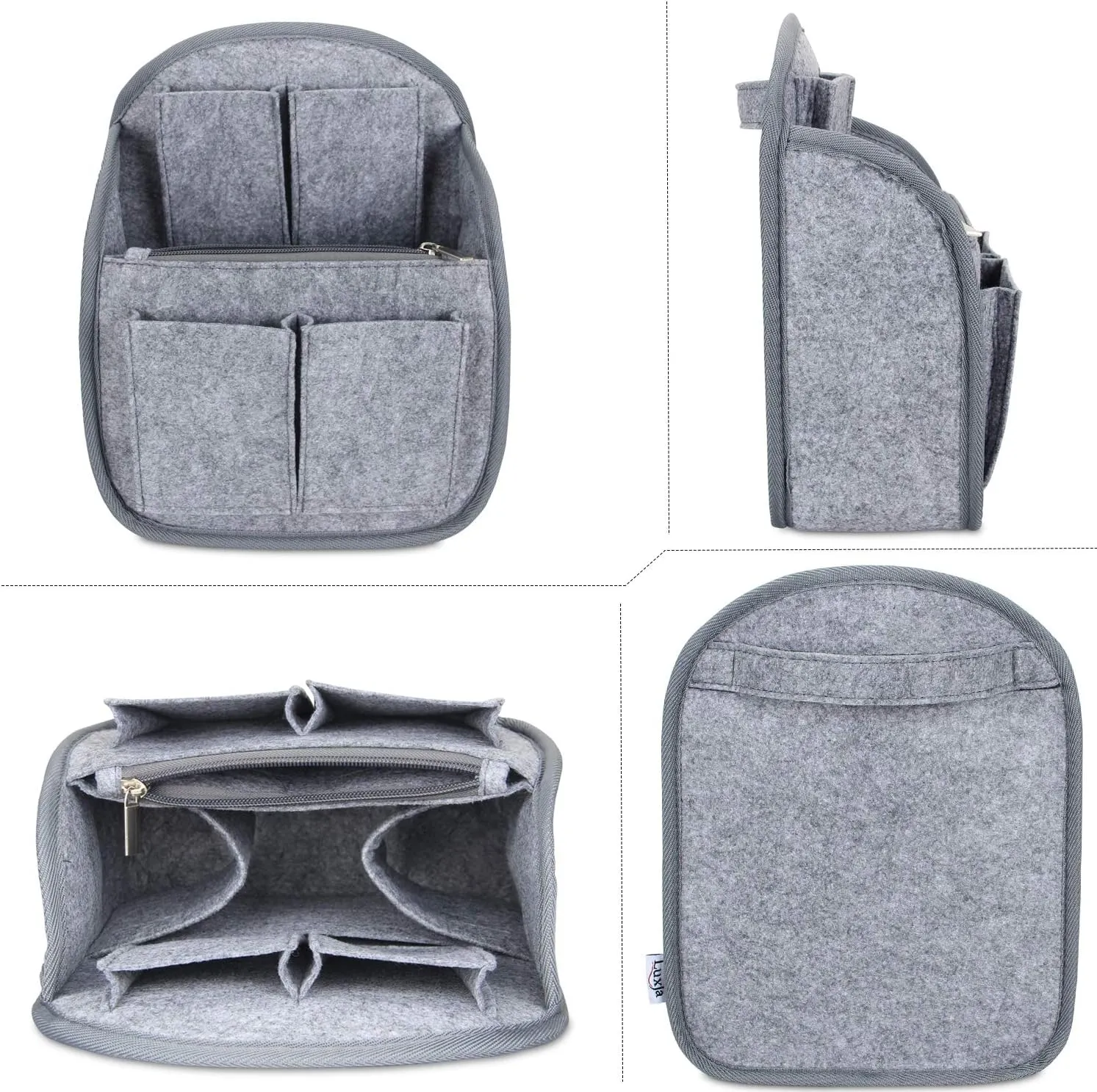 LUXJA Mini Backpack Organizer, Small Felt Organizer Insert for Backpack, Gray