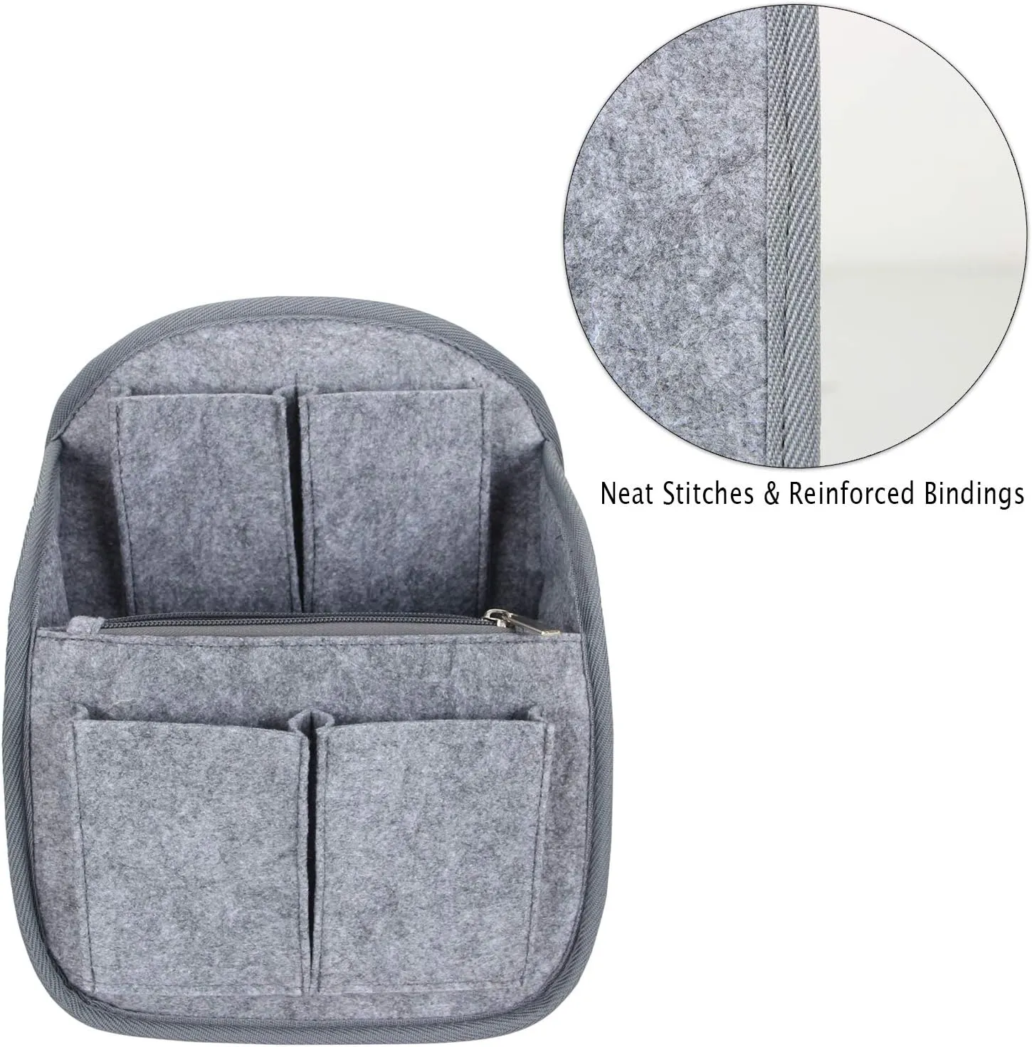 LUXJA Mini Backpack Organizer, Small Felt Organizer Insert for Backpack, Gray