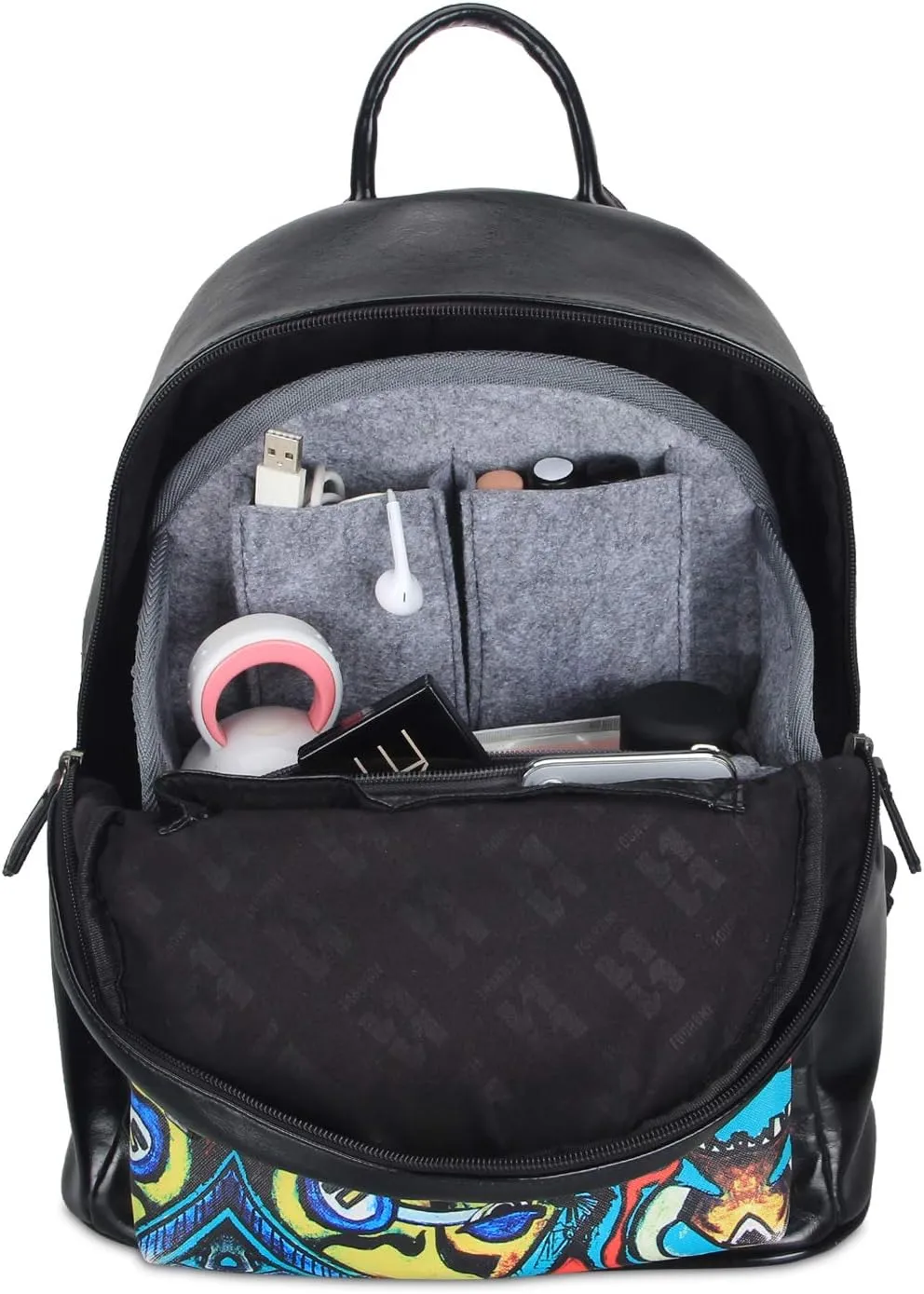 LUXJA Mini Backpack Organizer, Small Felt Organizer Insert for Backpack, Gray