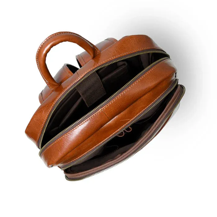 Luxury Tan Italian Leather Backpack