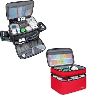 Mancro Medicine Organizer Bag, Medication Travel Bag for Pills, Vitamins, Medical Supplies for Home Storage, Travel