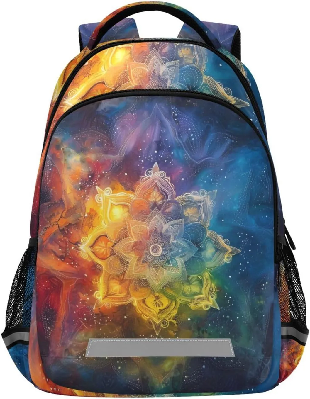 Mandala Rainbow Color Nebula School Backpack for boys girls Bookbag for College Travel Backpacks with Laptop Compartment