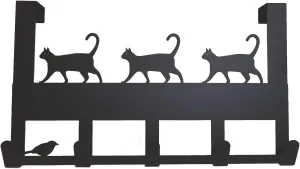 Mango Steam Over-The-Door Organizer Hanger for Towels, Hats, Hoodies, Coats, Backpacks, & Keys (Cat, Black)