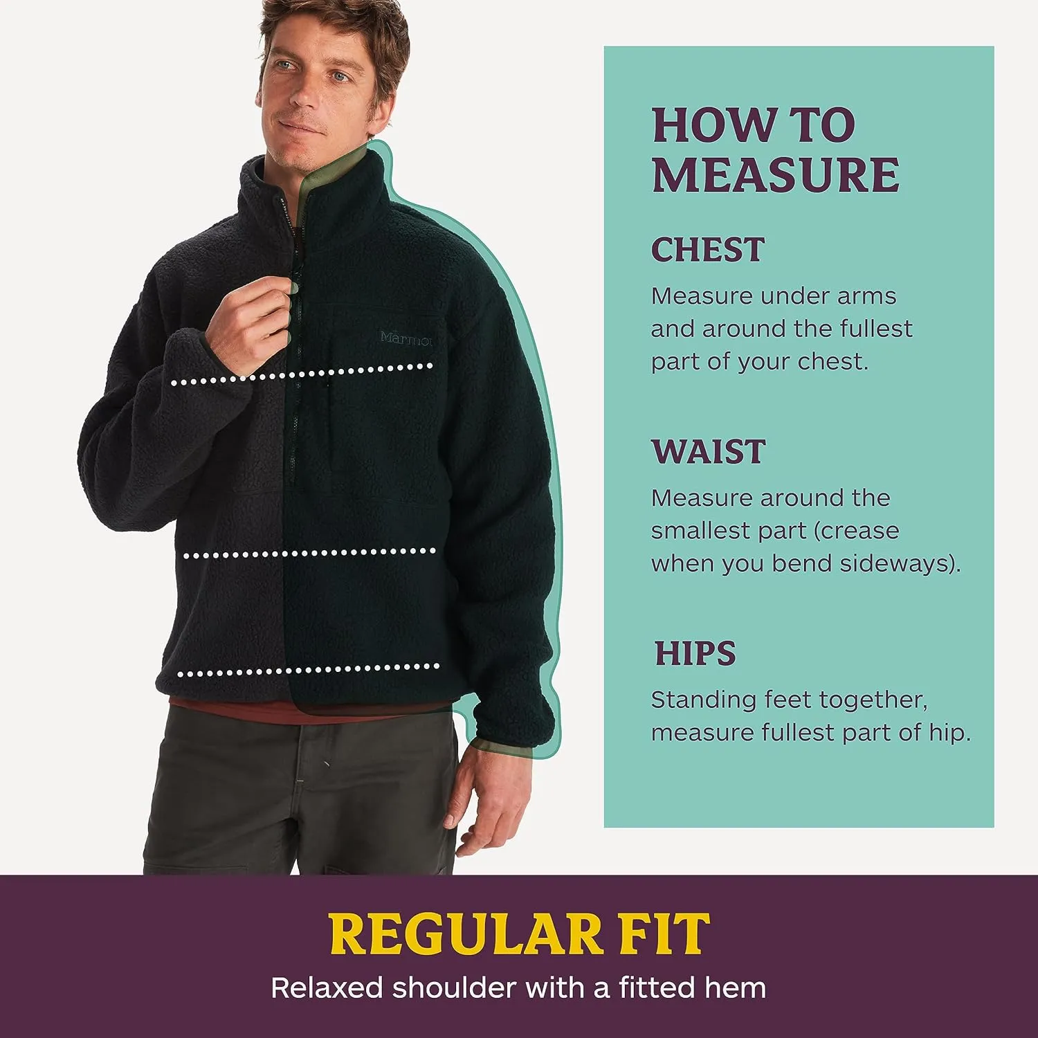 MARMOT Men's Aros 1/2 Zip Jacket - Sherpa Fleece with Retro Style