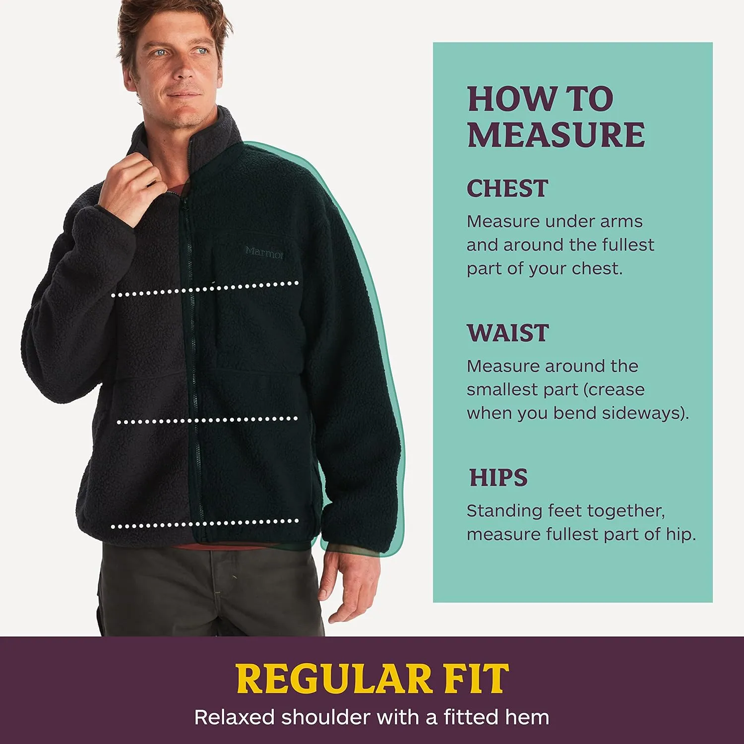 MARMOT Men's Aros Full-Zip Jacket - Sherpa Fleece with Retro Style