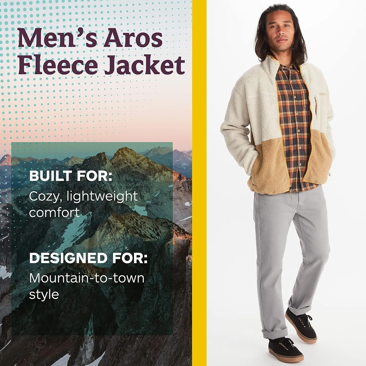 MARMOT Men's Aros Full-Zip Jacket - Sherpa Fleece with Retro Style