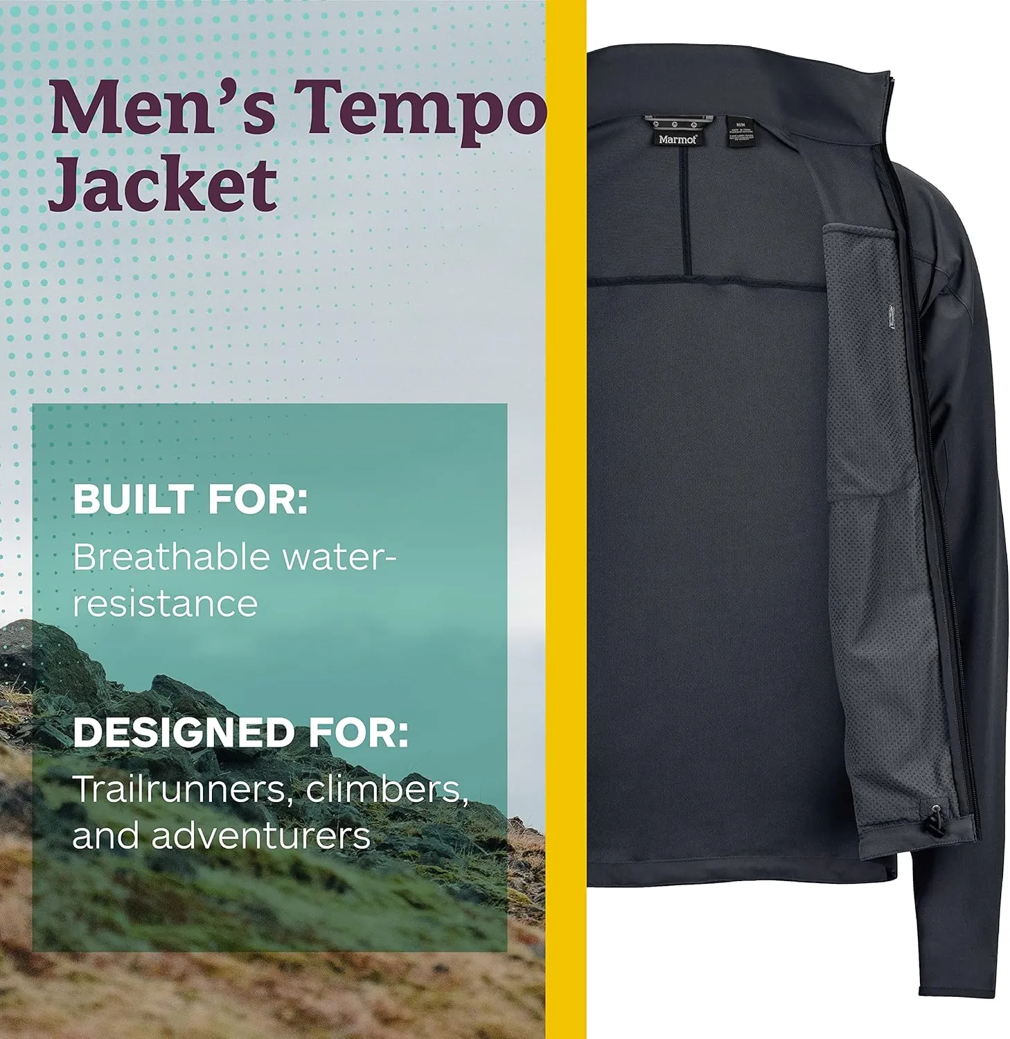 Marmot Men's Tempo Jacket - Breathable, Water-Resistant Softshell