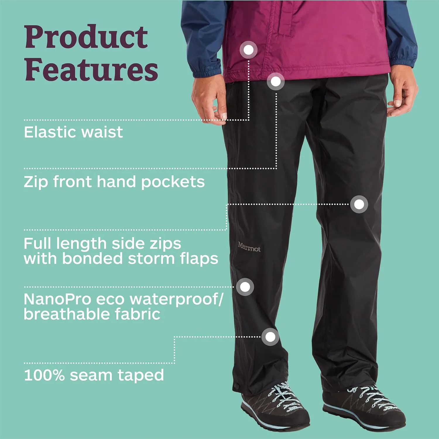 MARMOT Women's Wm's Precip Eco Full Zip Pants