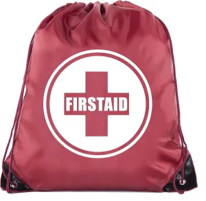 Mato & Hash First Aid Backpack Drawstring Medical Bag for Emergencies or Epi Pen & Medicine - 10PK Maroon CA2500FirstAid S1