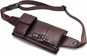 Men's Leather Sling Bag,Chest Shoulder Backpack, Water waterproof Crossbody Bag