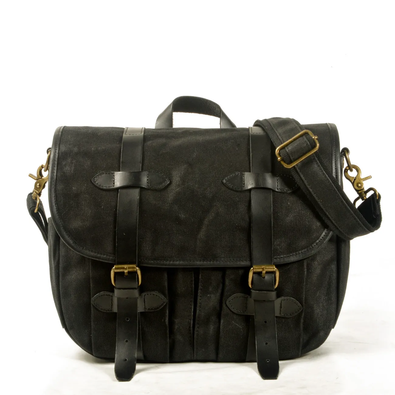 Men's Vintage Canvas and Leather Multi-Compartment Messenger Bag