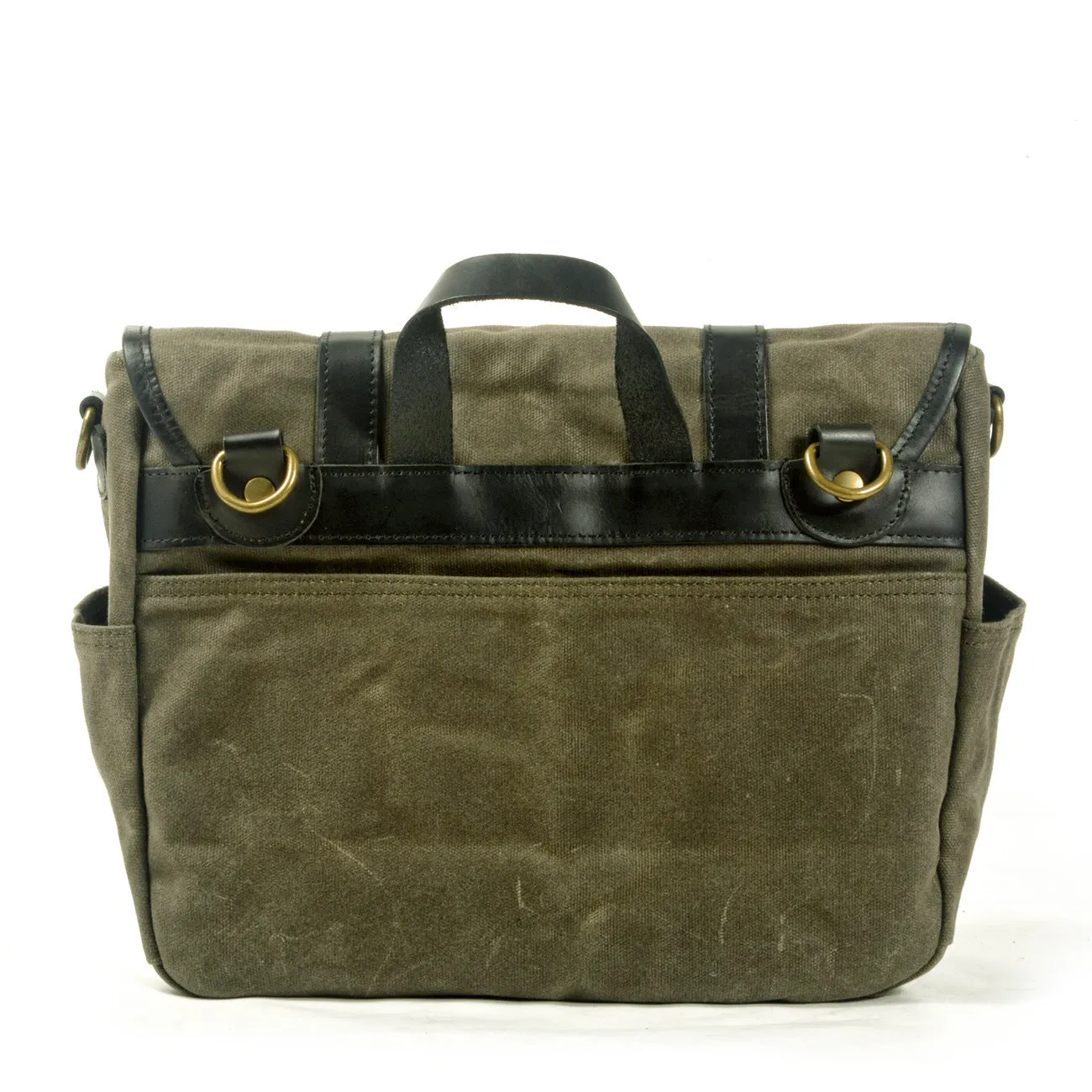 Men's Vintage Canvas and Leather Multi-Compartment Messenger Bag