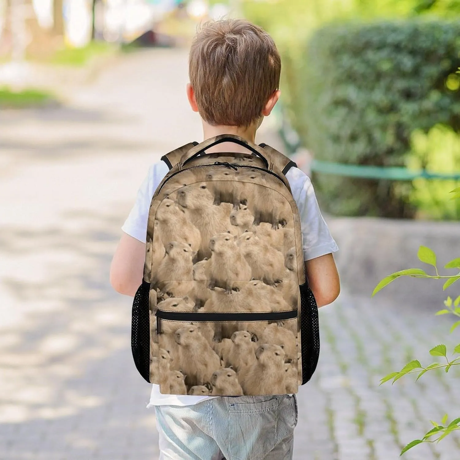 Mercuryelf Backpack for Boys Girls, 16 Inch Khaki Backpacks for School Travel, Casual Lightweight Bookbag for Kids