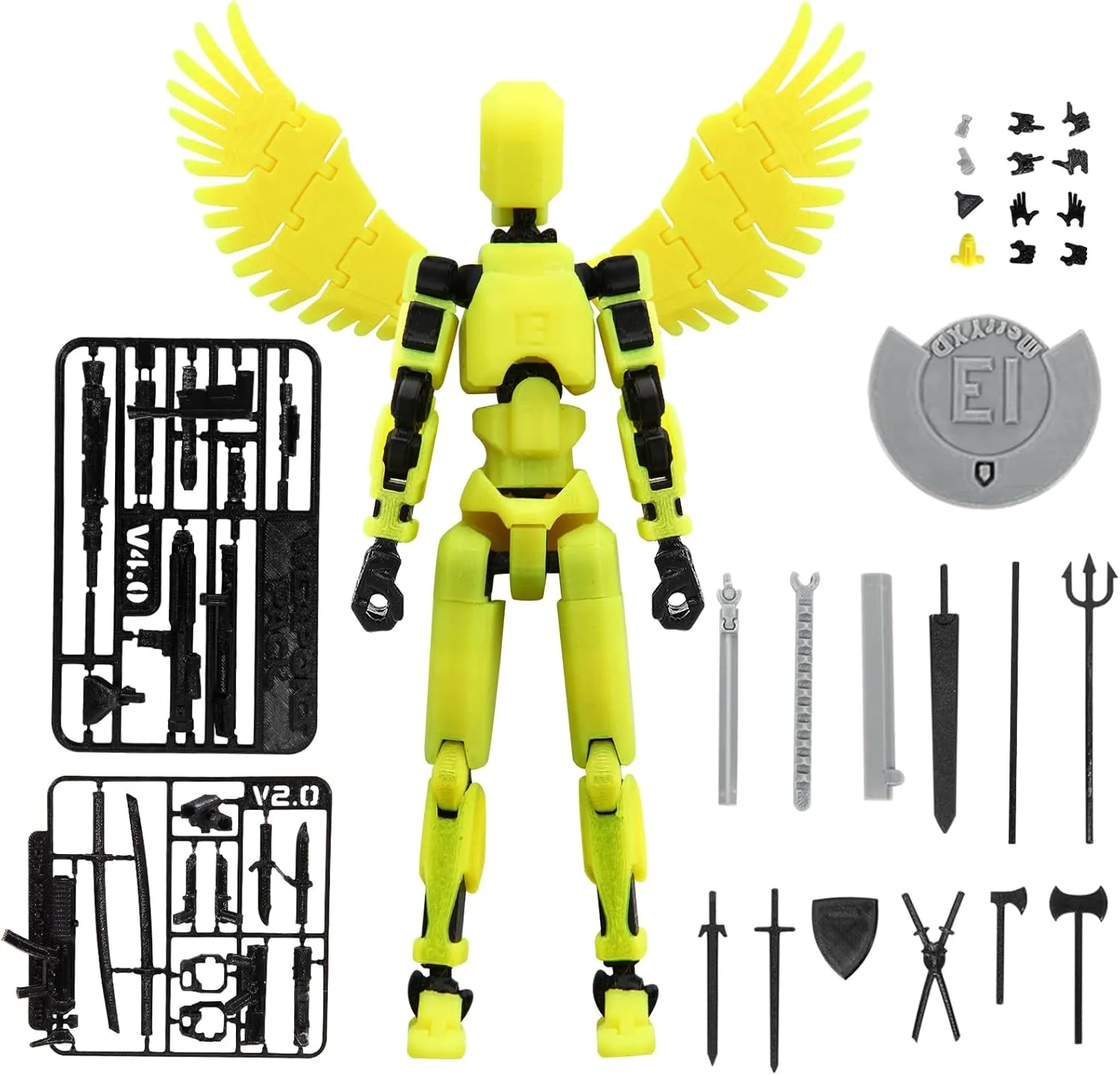 MerryXD T13 Action Figure,Assembly Completed Dummy Nova Titan Lucky 13 Action Figure 3D Printed Multi-Jointed Movable Toy Grow in The Dark Yellow