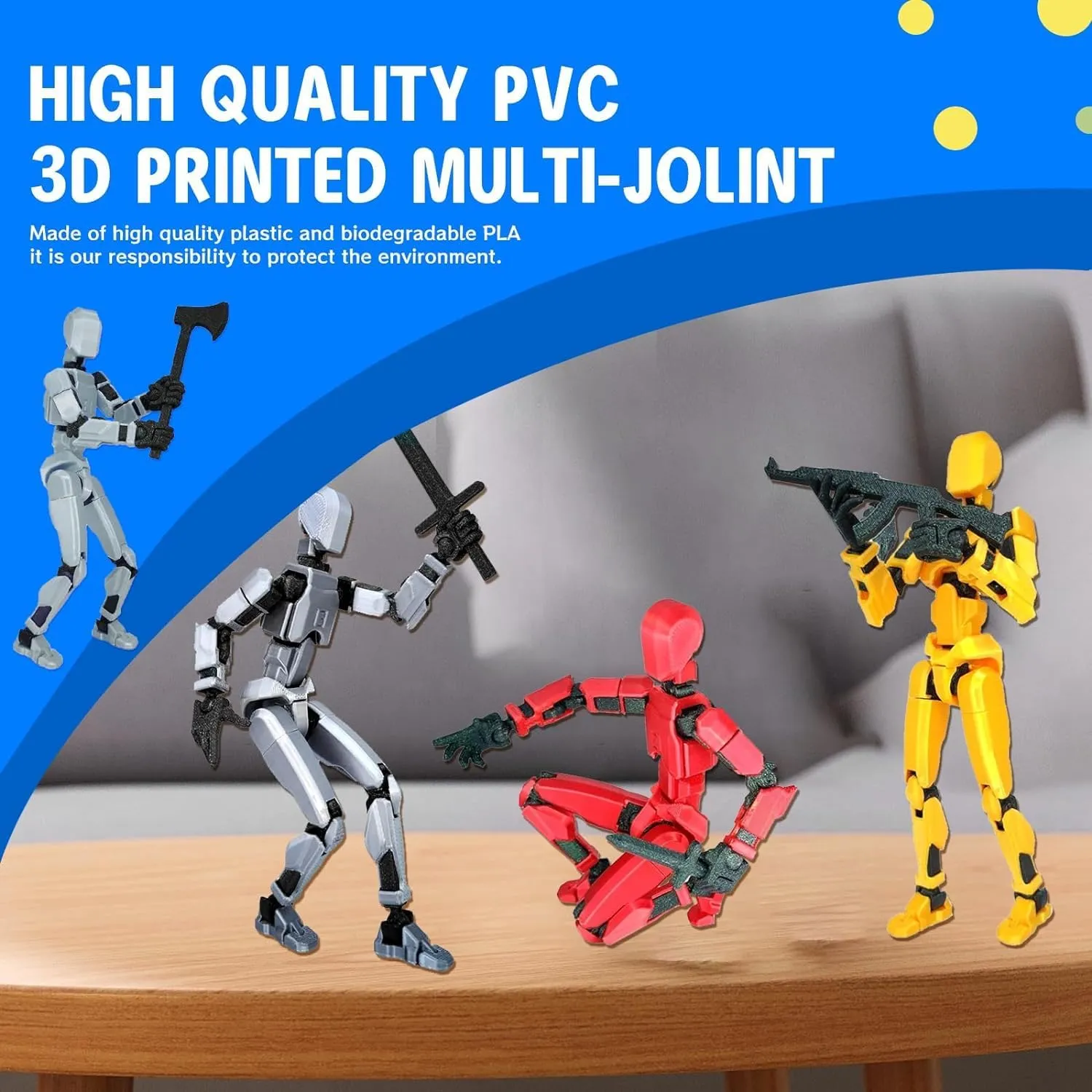 MerryXD T13 Action Figure,Assembly Completed Dummy Nova Titan Lucky 13 Action Figure 3D Printed Multi-Jointed Movable Toy Grow in The Dark Yellow