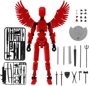MerryXD T13 Action Figure,Assembly Completed Dummy Nova Titan Lucky 13 Action Figure 3D Printed Multi-Jointed Movable Toy Red