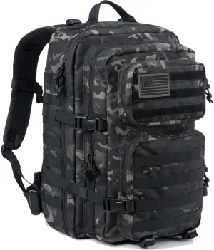 Military Tactical Backpack Large Army 3 Day Assault Pack Molle Bag Backpacks (ACU Camo) (Black Camo)