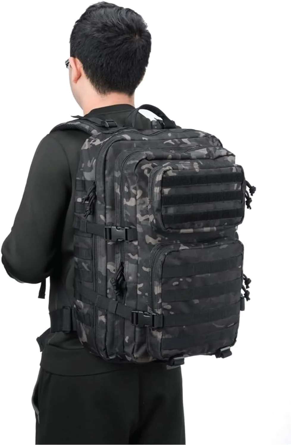 Military Tactical Backpack Large Army 3 Day Assault Pack Molle Bag Backpacks (ACU Camo) (Black Camo)