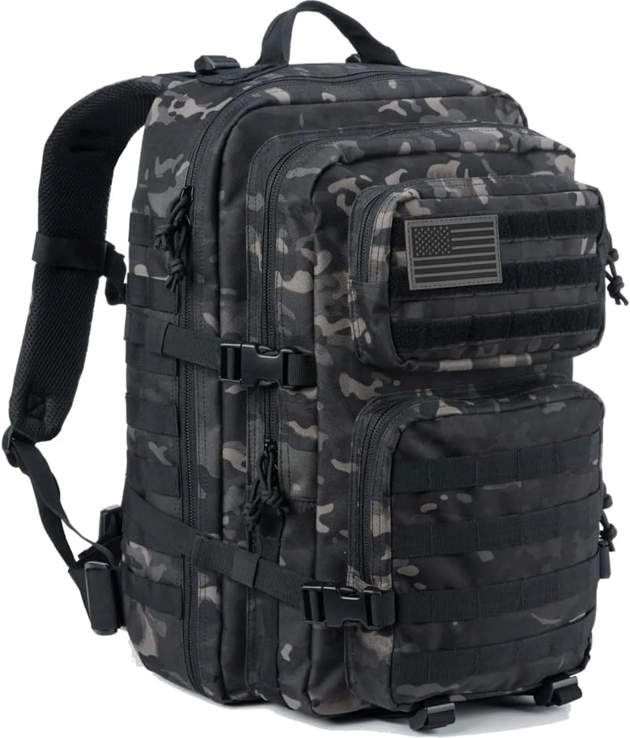 Military Tactical Backpack Large Army 3 Day Assault Pack Molle Bag Backpacks (ACU Camo) (Black Camo)