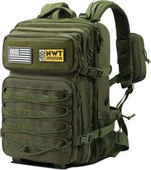 Military Tactical Backpack,Sturdy Work & Molle Laptops Rucksack,Army Pack for Hiking Camping Travel Fishing Gym,Green