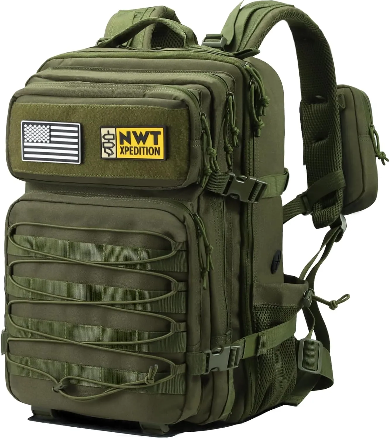 Military Tactical Backpack,Sturdy Work & Molle Laptops Rucksack,Army Pack for Hiking Camping Travel Fishing Gym,Green
