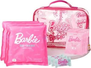 MINISO Barbie Travel Bag Set(Disposable Bath Towel, Tolet Seat, Face Compressed Towels) Toiletries Bags Wash Bag Portable Transparent Makeup Organizer Travel Storage Bags