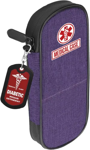 mnmoom Insulin Pen Cooler Travel Case with Reusable Ice Packs, Luggage Tag-Diabetic bag has Insulated Cooling for Daily Use and Travel (Purple)