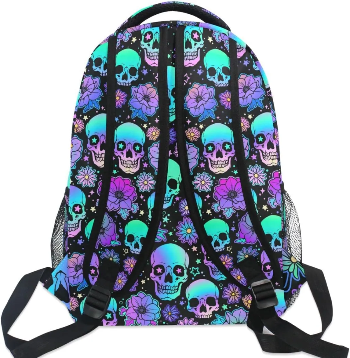 MNSRUU Student School Bag Funny Skulls Backpack for Girls Boys College Bookbag Laptop Rucksack Travel Backpack for Adult Teen Casual Daypack