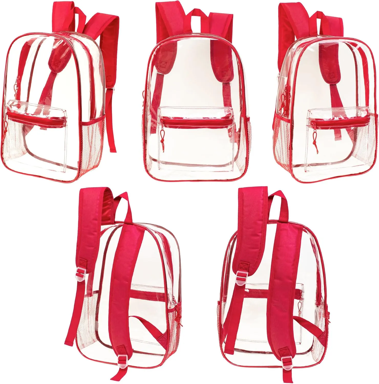 Moda West 24 Pack 17inch Wholesale Bulk Clear Backpack In 6 Assorted Color