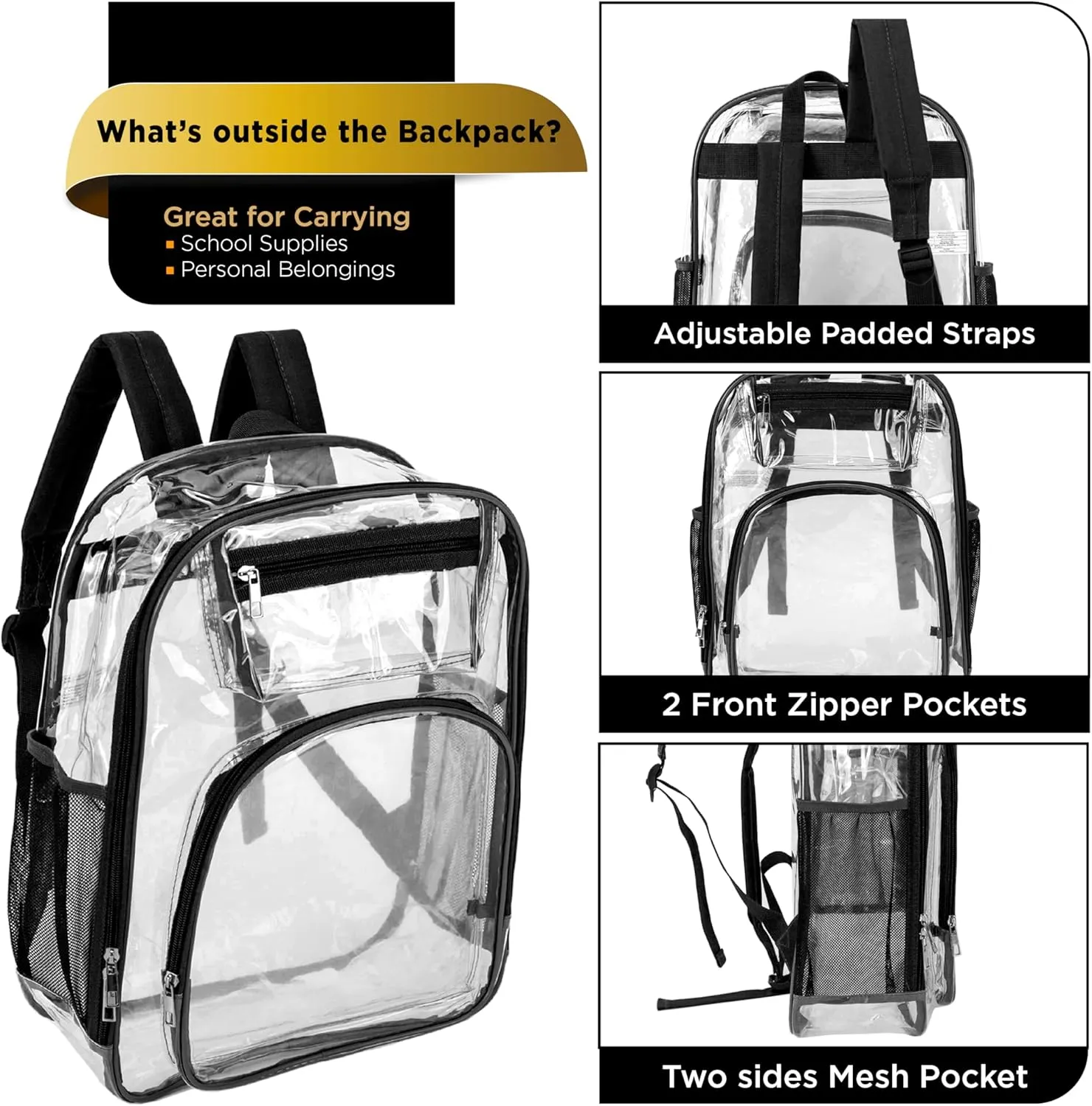Moda West 24 Pack 17inch Wholesale Bulk Clear Backpack In Assorted Colors