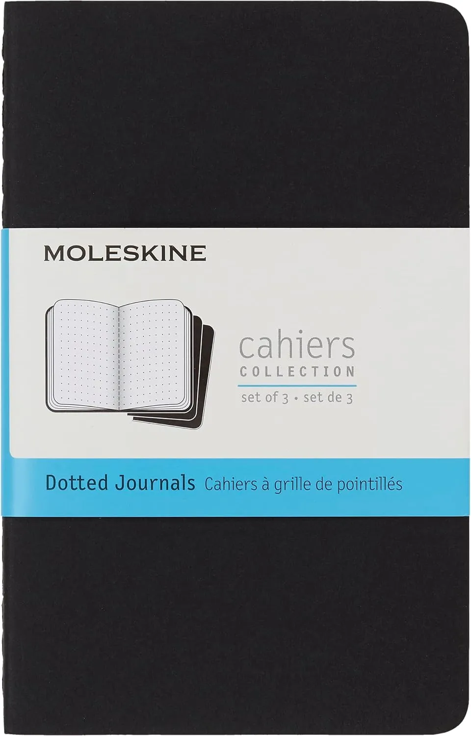 Moleskine Cahier Journal, Soft Cover, Pocket (3.5" x 5.5") Dotted, Black, 64 Pages (Set of 3)