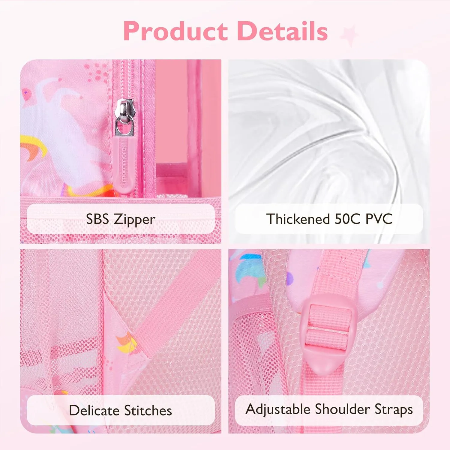 mommore Clear Backpack for School Kids Clear Bookbag Heavy Duty 15 Inch See Through Backpack Unicorn Transparent Bag for Girls