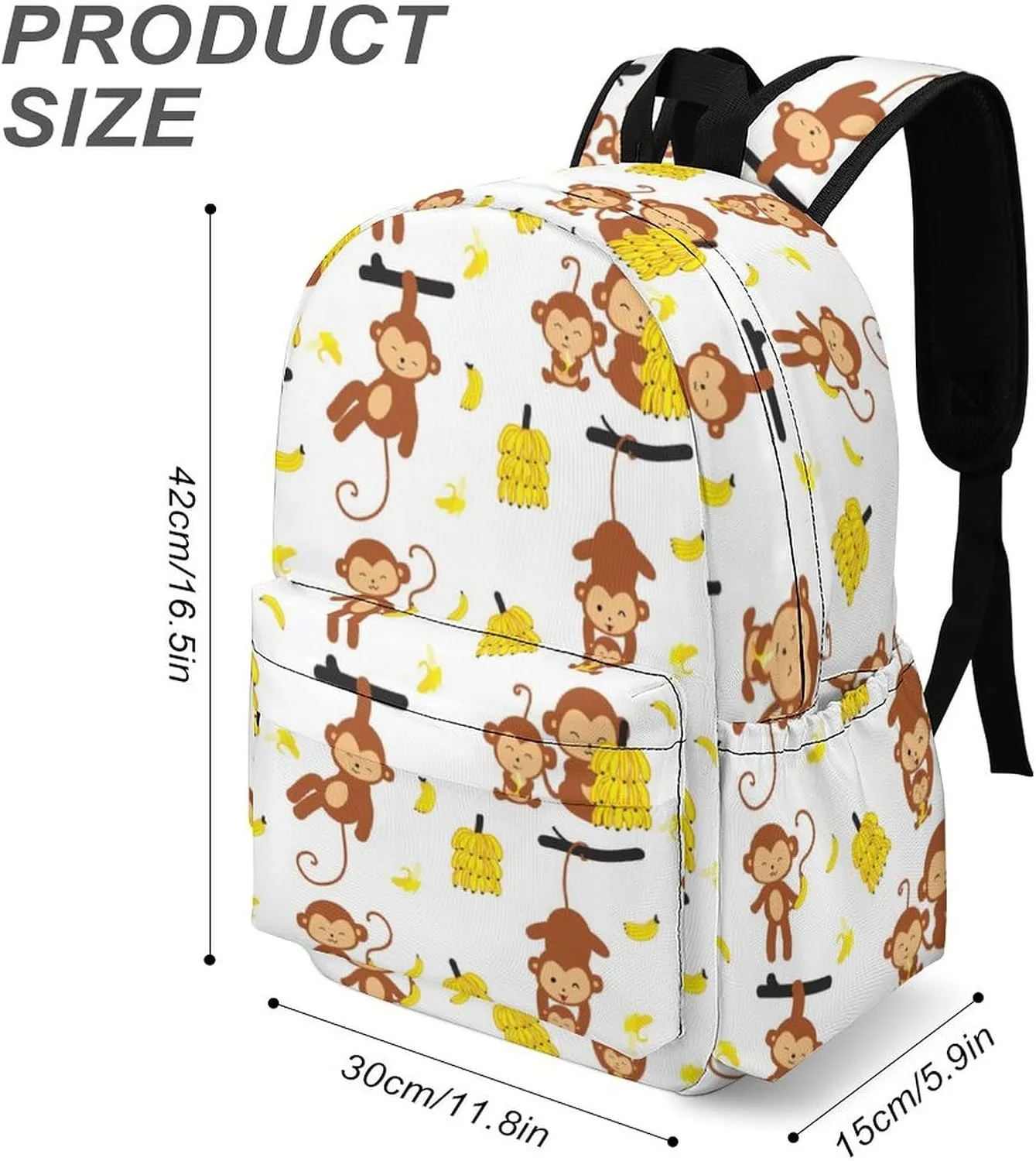 Monkey Cute Banana Casual Travel Backpack Lightweight with Multi Compartment Laptop Bagpack Funny Animal for Women Men Hiking Business Work