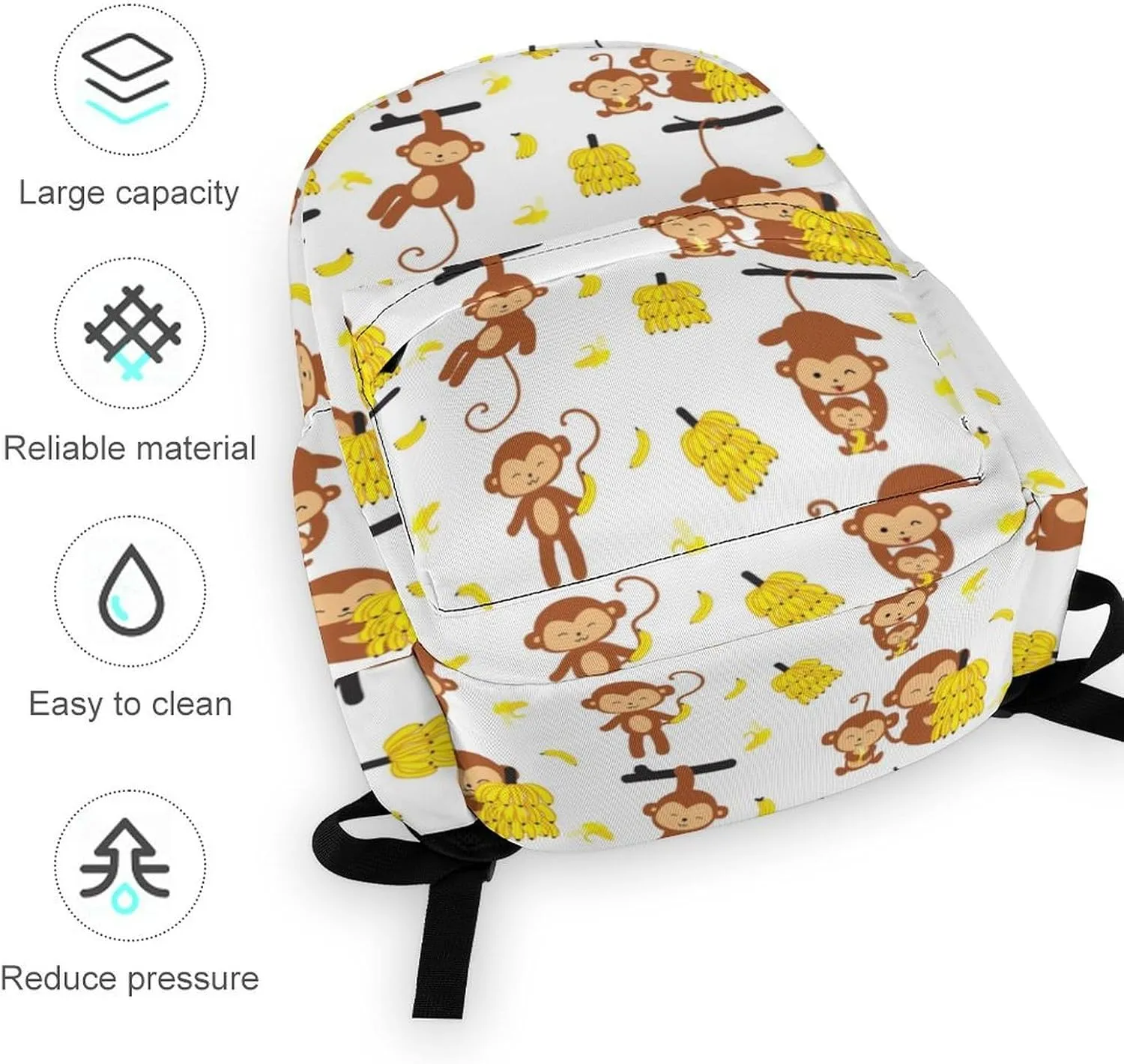 Monkey Cute Banana Casual Travel Backpack Lightweight with Multi Compartment Laptop Bagpack Funny Animal for Women Men Hiking Business Work